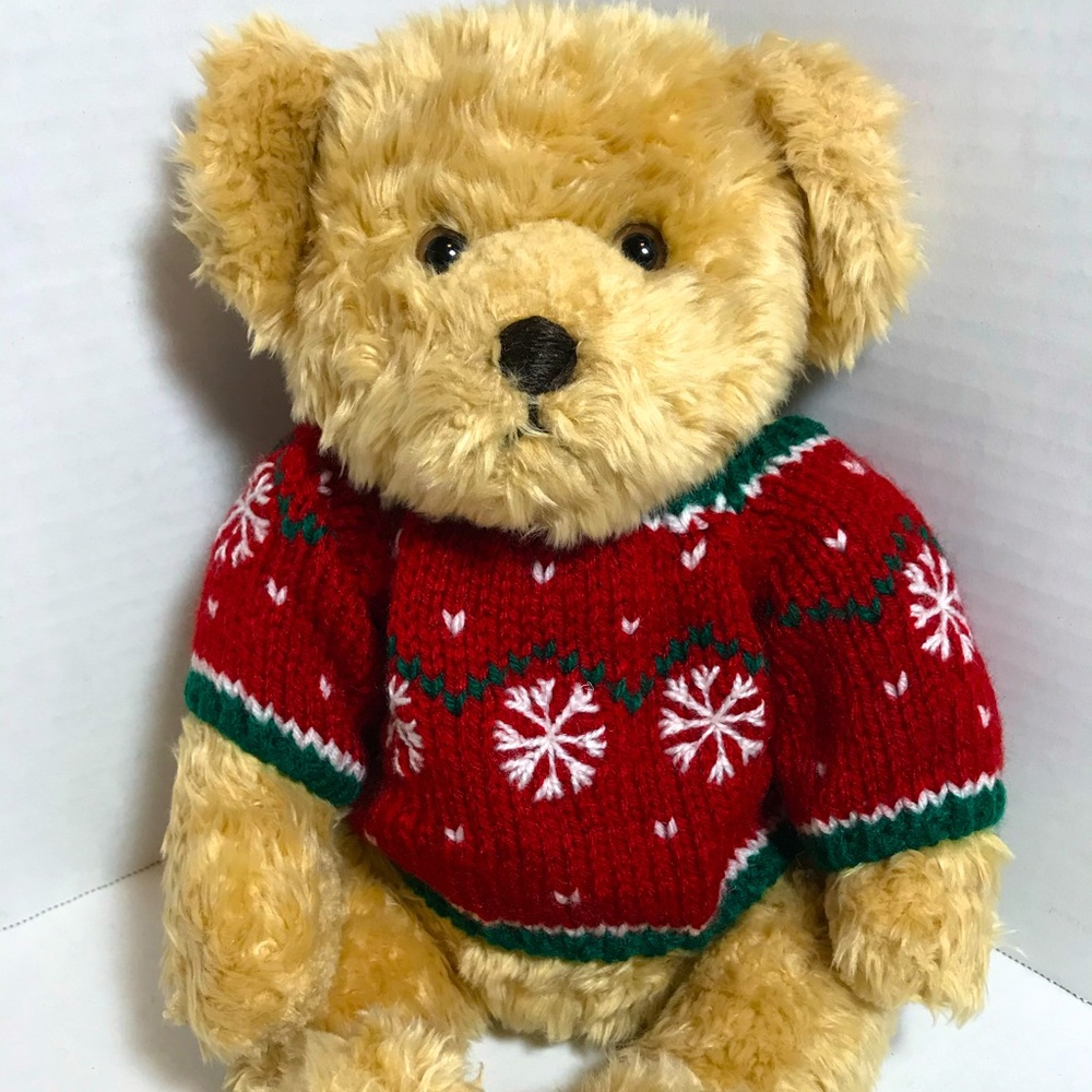 Vintage Holiday Christmas Teddy Bear with sweater Dillard’s BRAND NEW